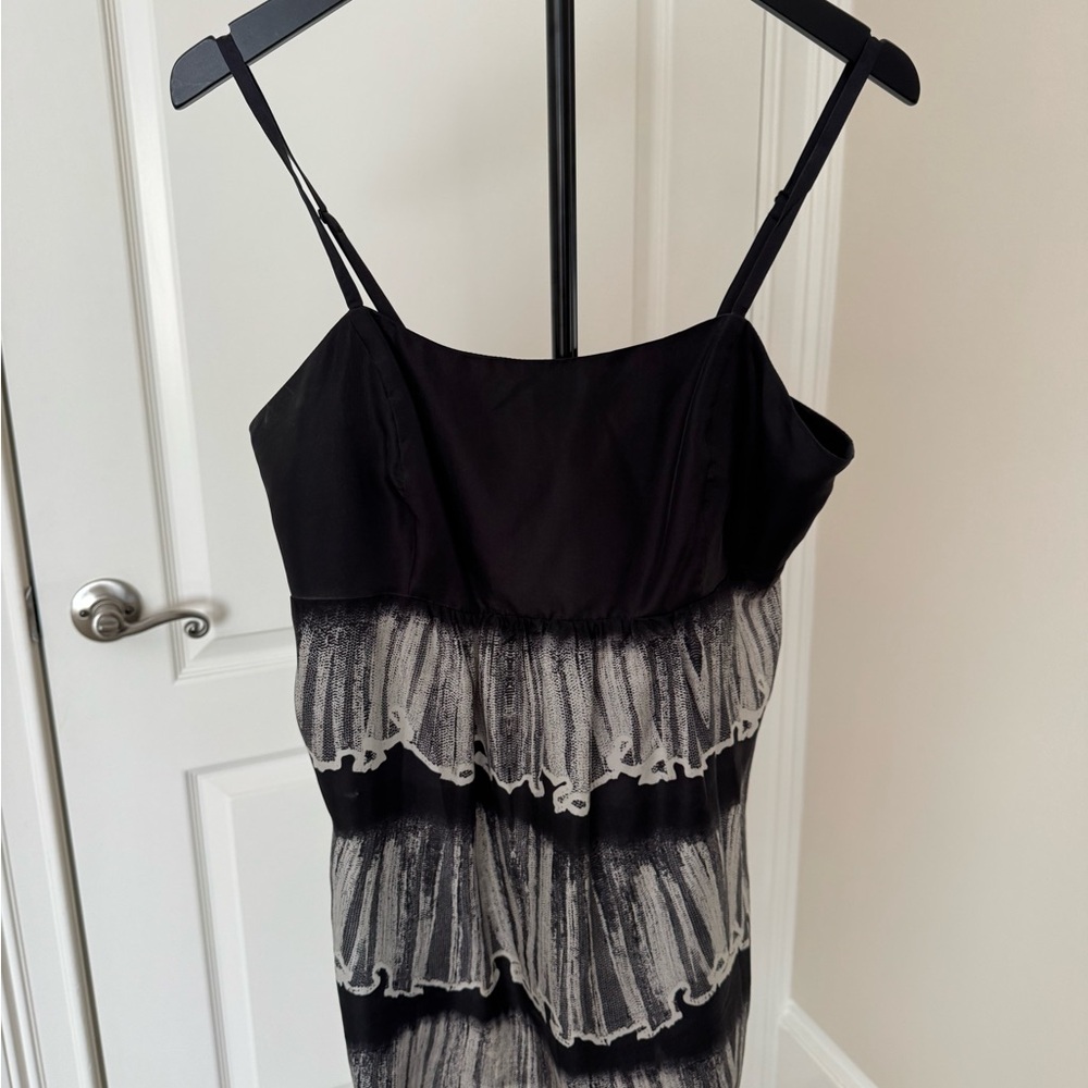 CAbi Black and White Silk tank